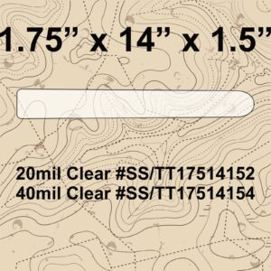 A paper with the size of a pencil marked " 2 0 mil clear # ss / tt 1 7 5 1 4 1 5 2 ".