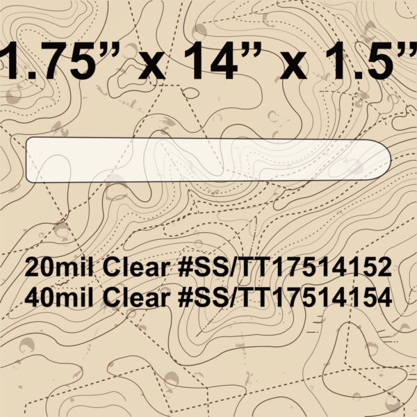 A paper with the size of a pencil marked " 2 0 mil clear # ss / tt 1 7 5 1 4 1 5 2 ".